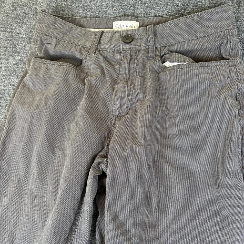 Calvin Klein Twill Pants Mens 28x27.5 Gray Cotton Mid Rise Pockets Straight Leg‎